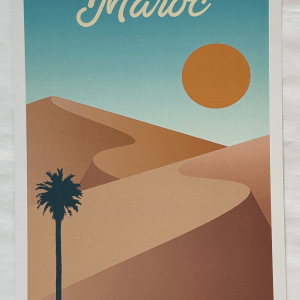 Affiche Désert du Maroc – Poster Illustration Minimaliste A4