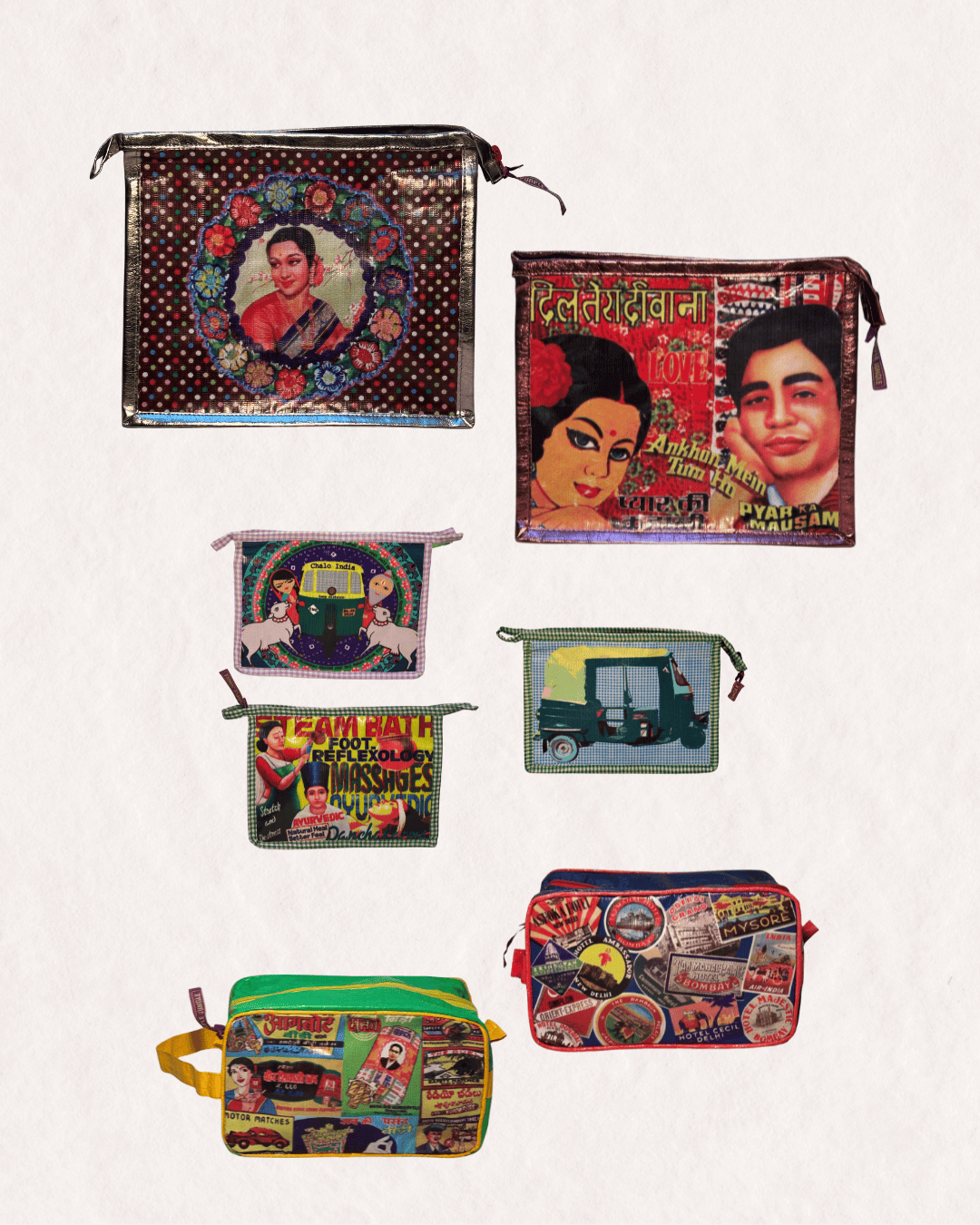 Trousse de toilette Bollywood – trousse artisanale en nylon recyclé